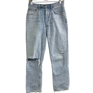 Agolde Riley distressed button fly  crop denim jeans 26